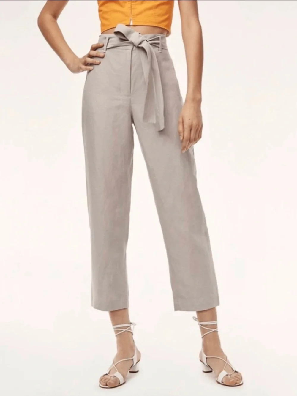 Aritzia Wilfred Jallade Wide Leg Linen Trouser Pants Size 0 Chic Preppy Academia